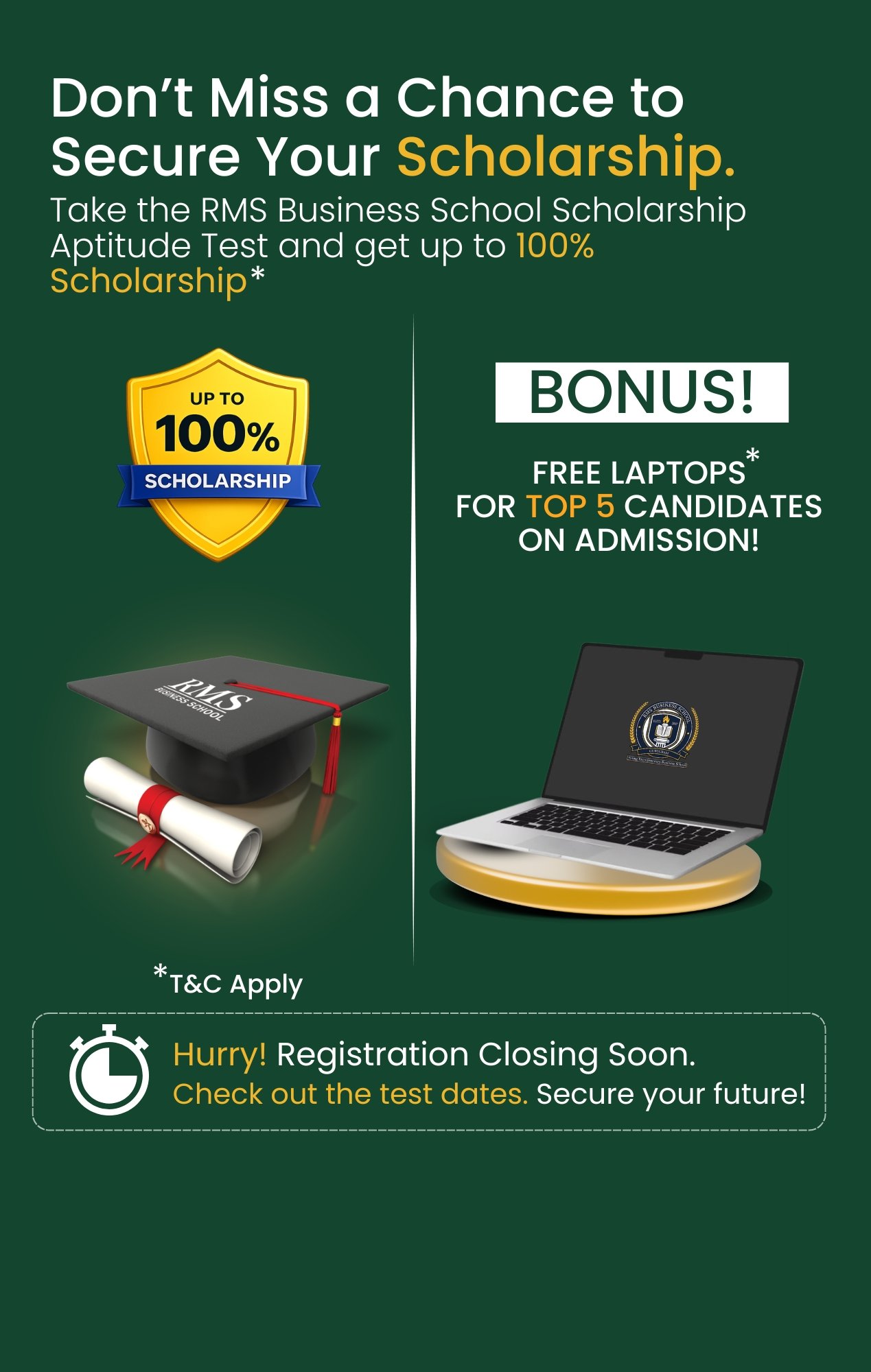 RMS Business School scholarship aptitude test