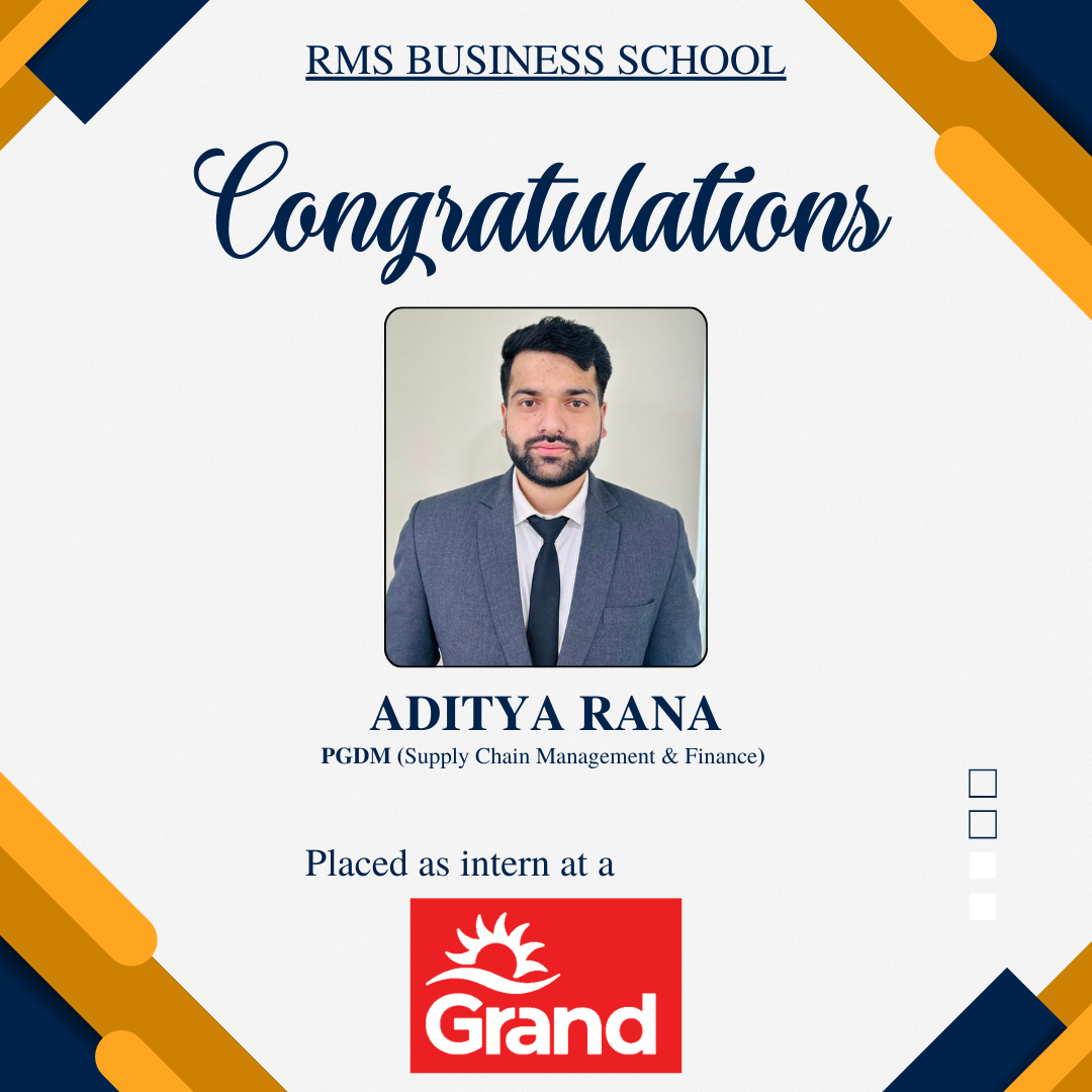 PGDM student placed as an intern at Grand | RMS Business School