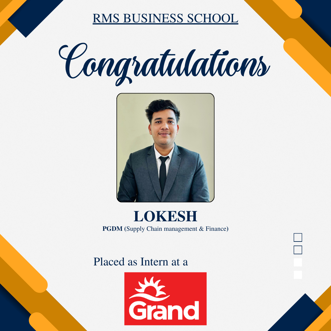 PGDM student placed as an intern at Grand | RMS Business School